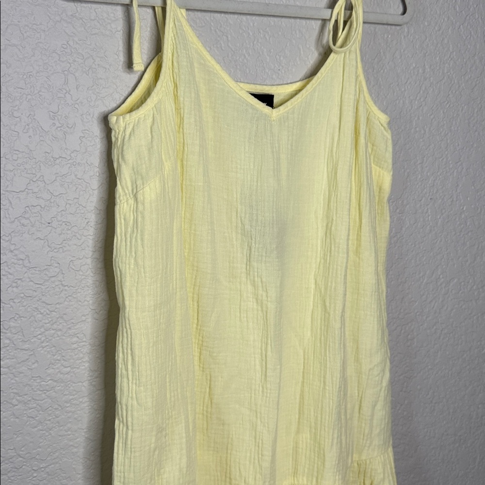Monrow Organic Cotton Gauze Sleeveless Easy Dress in Lemon Size Large - Picture 3 of 8